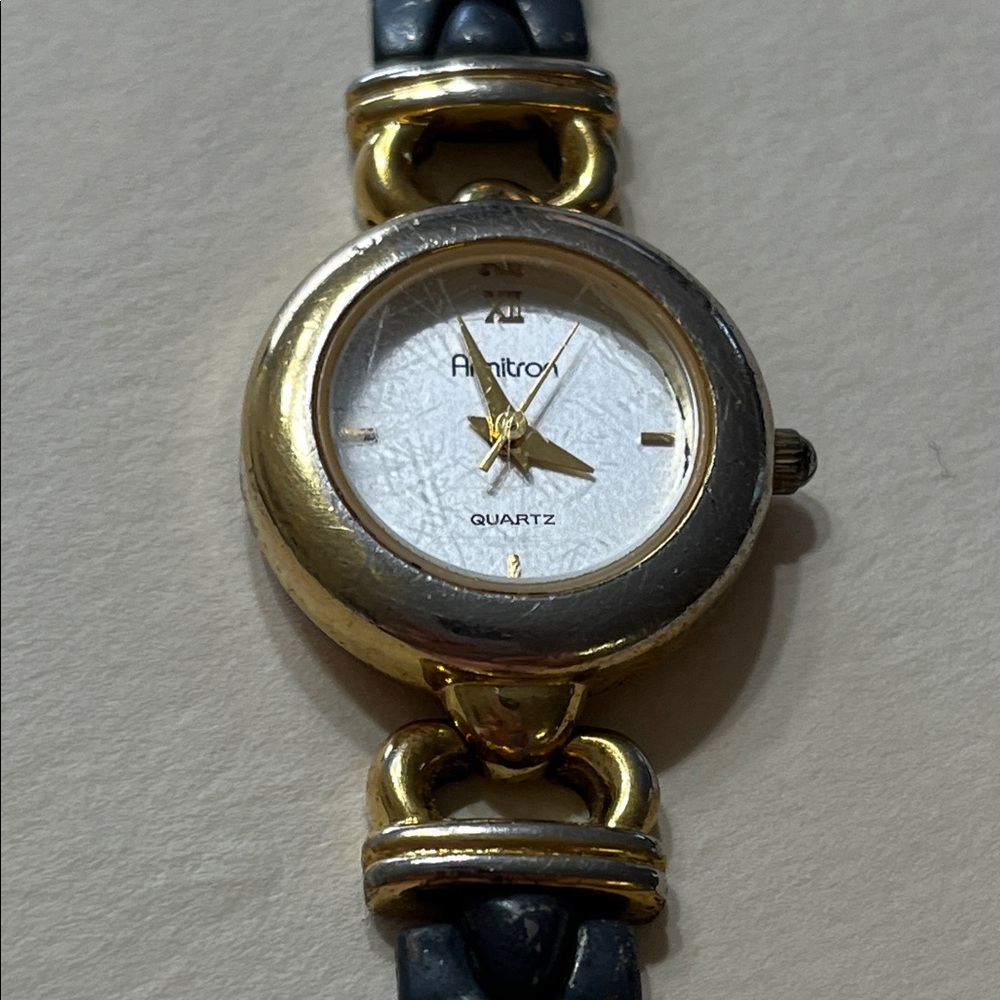 Amitron Gold and Grey Quartz Watch